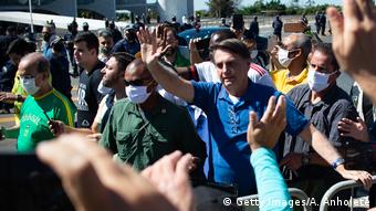 Brasilien Brasilia Präsident Jair Bolsonaro bei Pro-Regierungs Demonstration (Getty Images/A. Anholete)