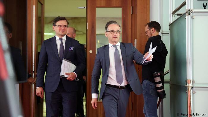 German Foreign Minister Heiko Maas arrives for a news conference with his Ukrainian counterpart Dmytro Kuleba