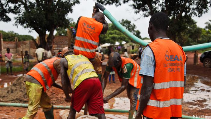 A crew comprising former child soldiers and street kids from the Central African Republic (CAR) dig a well for an impoverished suburb cut off from mains water supplies in the capital, Bangui (Jack Losh)