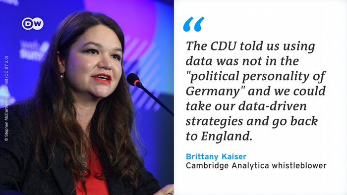 Quote card of Cambridge Analytica whistleblower Brittany Kaiser