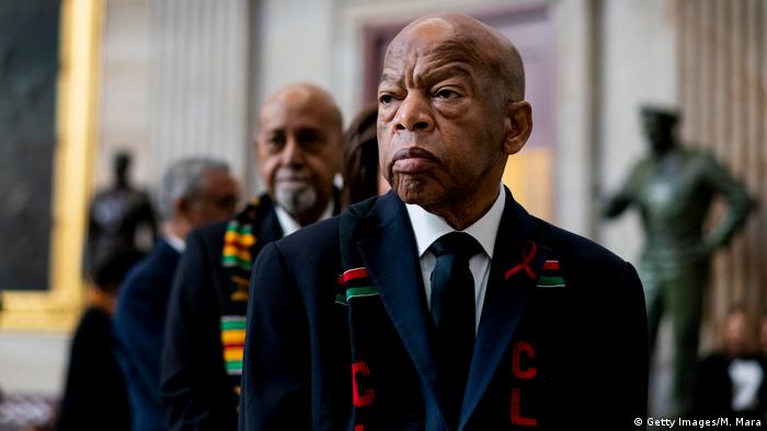 Civil Rights icon Congressman John Lewis (D-GA) prepares to pay his respects to U.S. Rep. Elijah Cummings (D-MD) who lies in state within Statuary Hall during a memorial ceremony on Capitol Hill on October 24, 2019 in Washington, DC. (Getty Images/M. Mara)