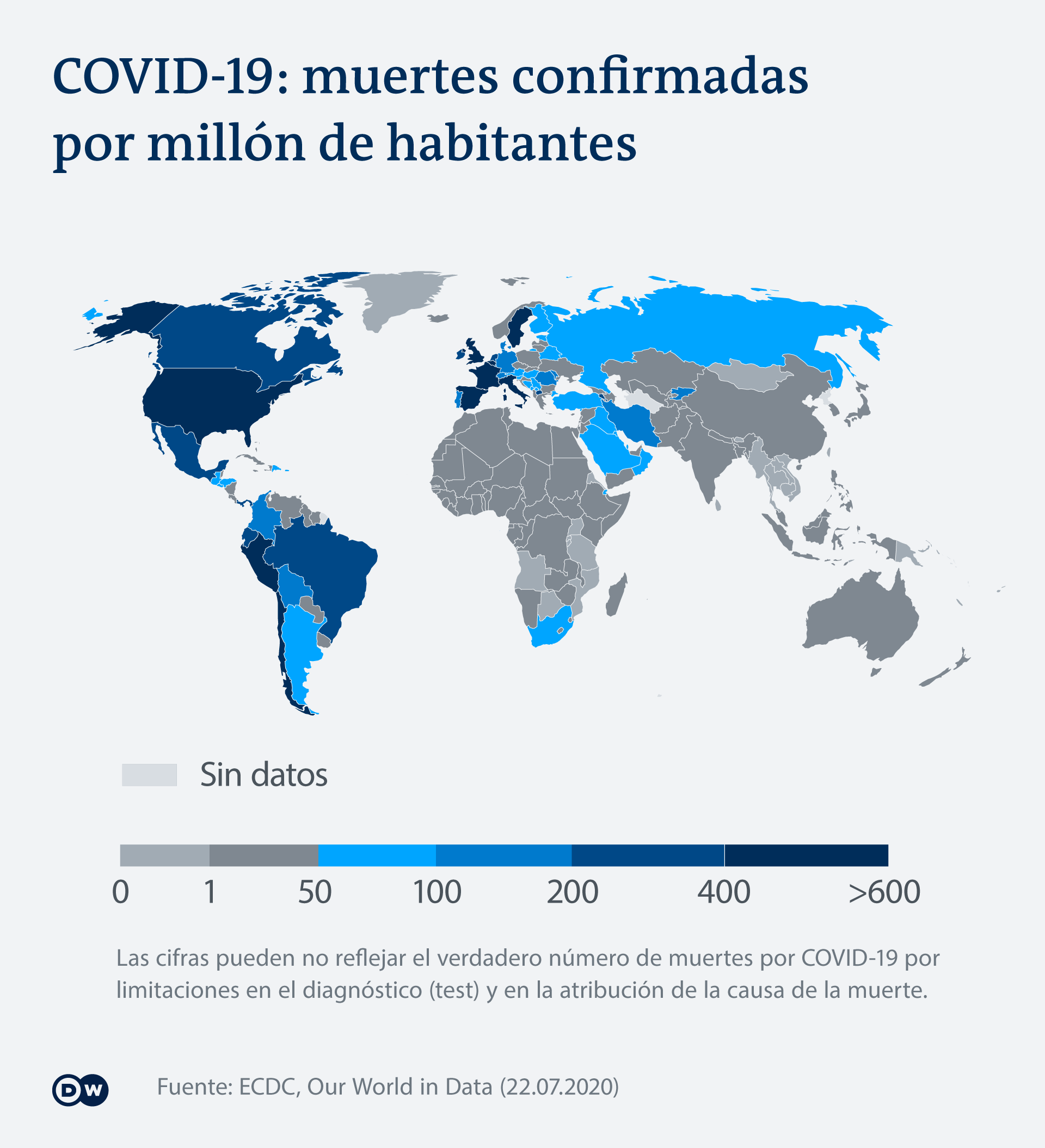COVID-19: muertes confirmadas por millón de habitantes en el mundo.