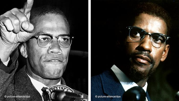 Malcolm Little, better known as Malcolm X, and actor Denzel Washington