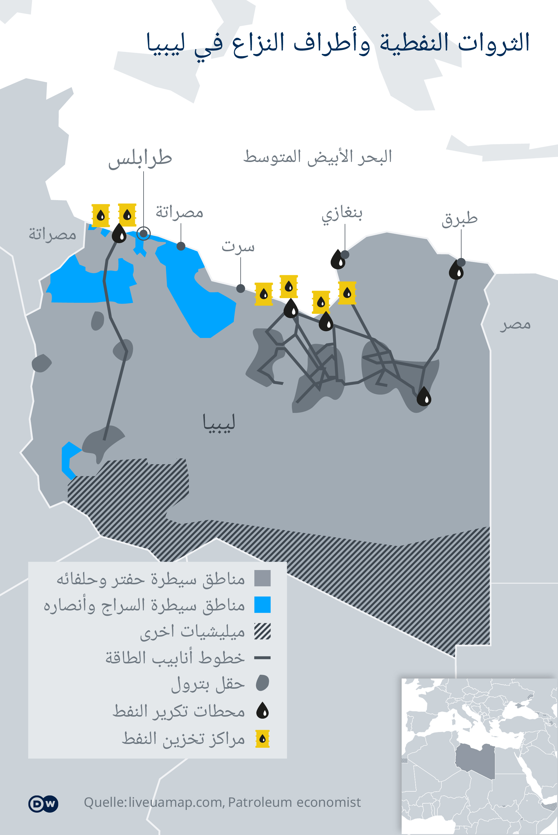Infografik Karte Libyen Pipelines AR
