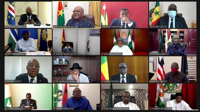 ECOWAS leaders in a video conference call. (Reuters/Ecowas)