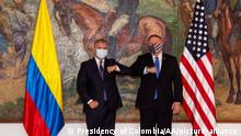 Kolumbien Präsident Ivan Duque trifft sich mit Mike Pompeo in Bogota